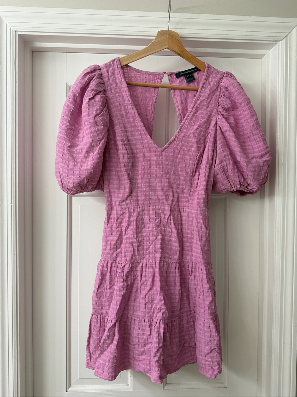French Connection Pink Puff-Sleeve Mini Dress